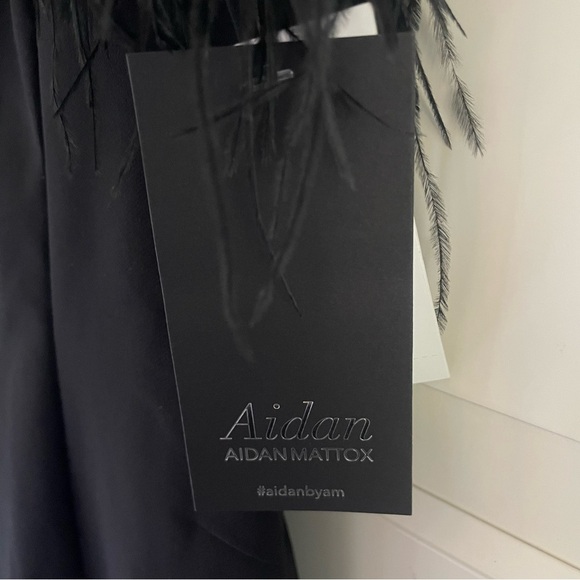 New! Aidan Mattox Black Mini Dress Bodycon Slip Feather Size 4 26741 - Picture 8 of 13